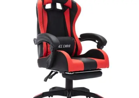 Scaun de jocuri cu LED RGB, roșu și negru, piele ecologică - 3/5