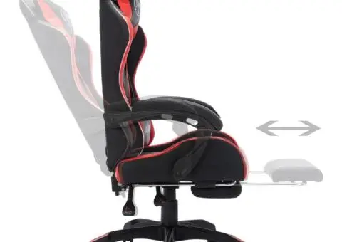 Scaun de jocuri cu LED RGB, roșu și negru, piele ecologică - 5/5