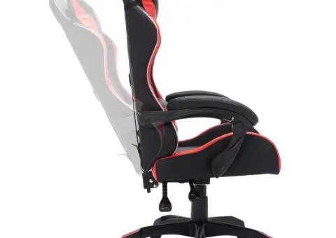 Scaun de jocuri cu LED RGB, roșu și negru, piele ecologică - 5/5