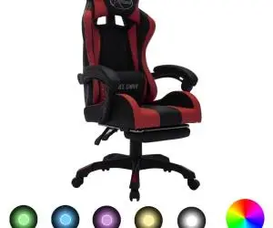 vidaXL Scaun de jocuri cu LED RGB, roșu vin și negru, piele ecologică