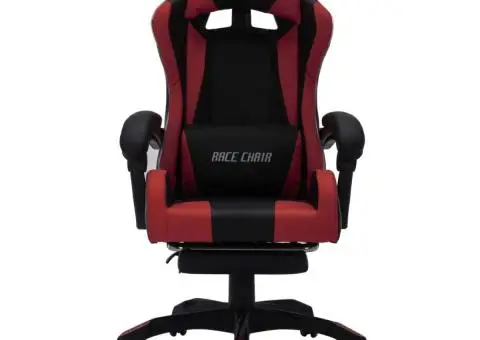 Scaun de jocuri cu LED RGB, roșu vin și negru, piele ecologică - 4/5