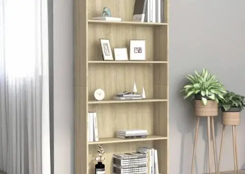 Bibliotecă 5 rafturi stejar sonoma 80x24x175 cm, lemn prelucrat - 1/5