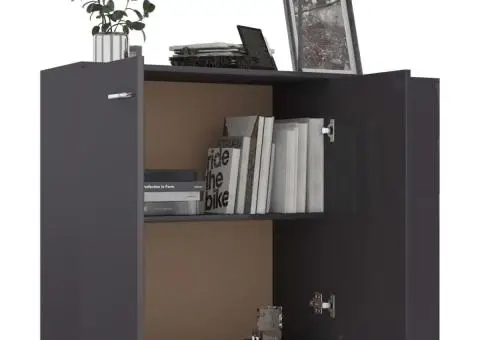 Dulap, gri extralucios, 105 x 30 x 75 cm, lemn prelucrat - 3/5