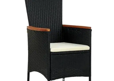 Set mobilier de exterior 7 piese negru poliratan lemn acacia - 3/5