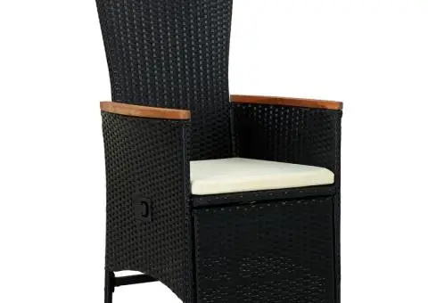 Set mobilier de exterior 7 piese negru poliratan lemn acacia - 4/5