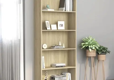 Bibliotecă 5 rafturi stejar sonoma 80x30x189 cm, lemn prelucrat - 1/5