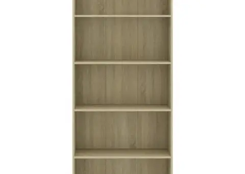 Bibliotecă 5 rafturi stejar sonoma 80x30x189 cm, lemn prelucrat - 4/5