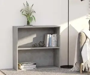 vidaXL Bibliotecă cu 2 rafturi, gri beton, 80 x 30 x 76,5 cm, PAL