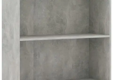 Bibliotecă cu 2 rafturi, gri beton, 80 x 30 x 76,5 cm, PAL - 2/5