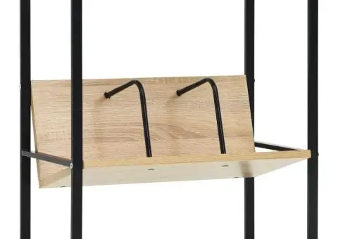 Etajeră cărți 2 rafturi negru/stejar 52x28x59 cm lemn prelucrat - 1/5