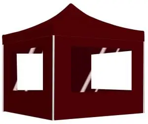 vidaXL Cort de petrecere pliabil cu pereți, bordo, 2 x 2 m, aluminiu