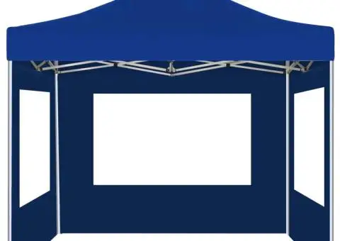 Cort de petrecere pliabil cu pereți, albastru, 2x2 m, aluminiu - 3/5