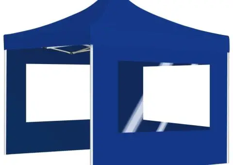 Cort de petrecere pliabil cu pereți, albastru, 2x2 m, aluminiu - 4/5