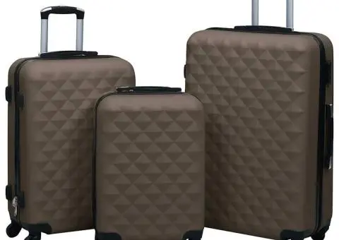 Set de valize cu carcasă rigidă, 3 piese, maro, ABS - 1/5