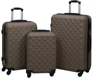 vidaXL Set de valize cu carcasă rigidă, 3 piese, maro, ABS