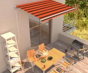 vidaXL Copertină retractabilă manual, portocaliu & maro, 350 x 250 cm