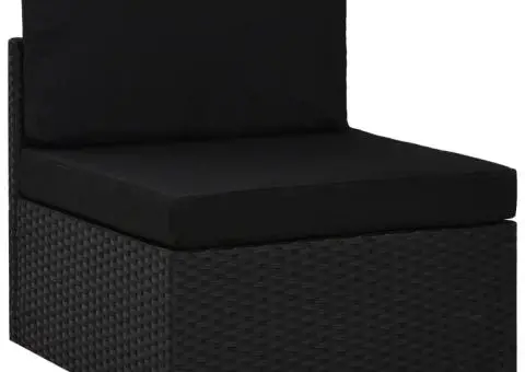 Canapea de mijloc modulară, negru, poliratan - 1/5