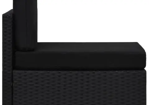 Canapea de mijloc modulară, negru, poliratan - 3/5