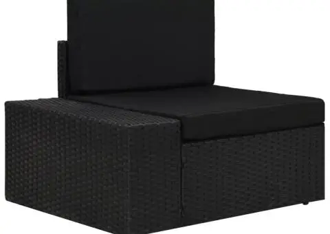 Canapea de colț modulară cu cotieră dreapta, negru, poliratan - 1/5