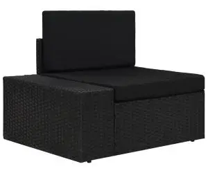 vidaXL Canapea de colț modulară cu cotieră dreapta, negru, poliratan