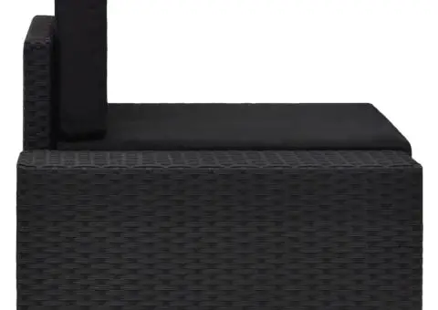 Canapea de colț modulară cu cotieră dreapta, negru, poliratan - 3/5