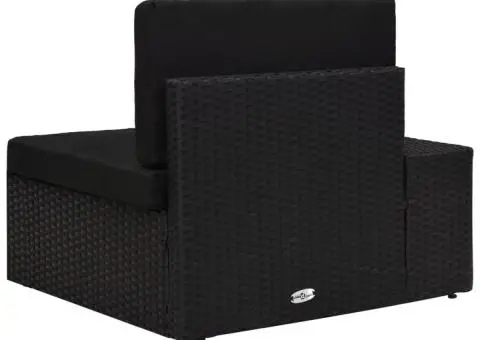 Canapea de colț modulară cu cotieră dreapta, negru, poliratan - 4/5