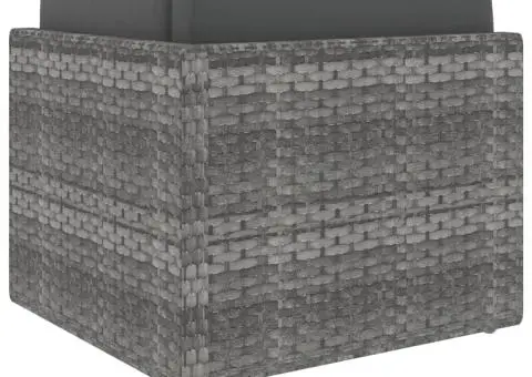 Canapea de colț modulară, gri, poliratan - 4/5