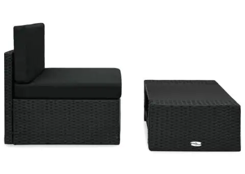 Set mobilier de grădină, 2 piese, negru, poliratan - 2/5