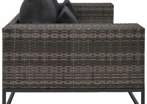 Set canapele de grădină cu perne, 2 piese, gri, poliratan - 3/5