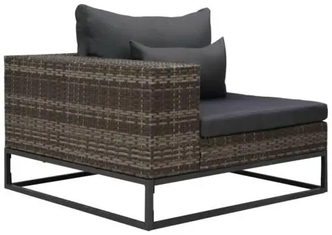 Set canapele de grădină cu perne, 2 piese, gri, poliratan - 5/5