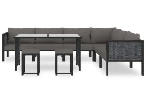 Set mobilier de grădină cu perne, 9 piese, antracit, poliratan - 3/5