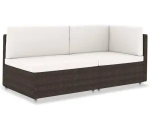 vidaXL Canapea modulară cu 2 locuri, maro, poliratan
