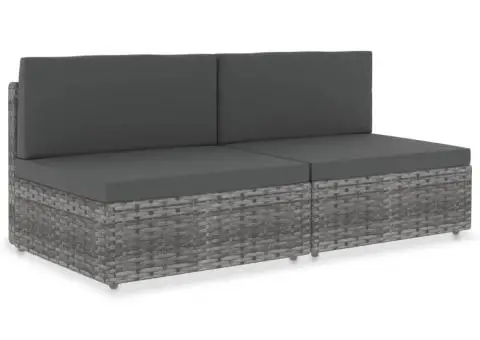 Canapea modulară cu 2 locuri, gri, poliratan - 1/5