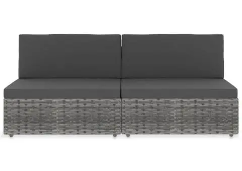 Canapea modulară cu 2 locuri, gri, poliratan - 2/5