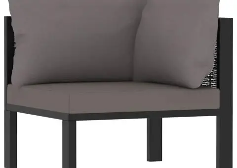 Canapea de colț modulară, cotieră stânga, antracit, poliratan - 1/5