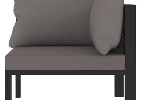 Canapea de colț modulară, cotieră stânga, antracit, poliratan - 2/5