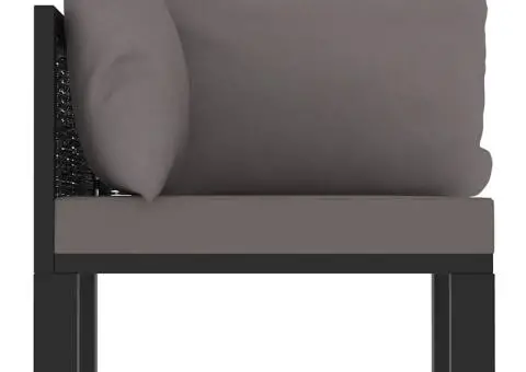 Canapea de colț modulară, cotieră stânga, antracit, poliratan - 3/5