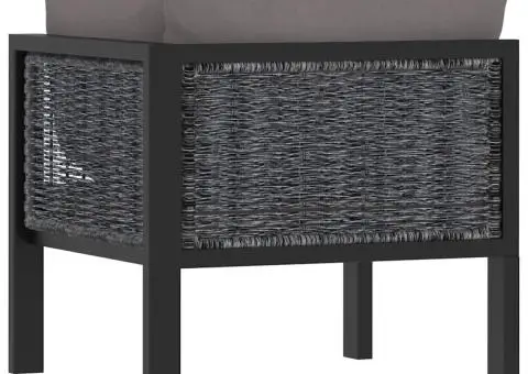 Canapea de colț modulară, cotieră stânga, antracit, poliratan - 4/5