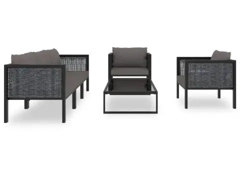 Set mobilier de grădină cu perne, 6 piese, antracit, poliratan - 3/5