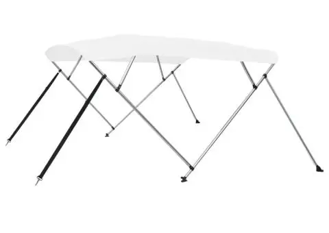 Parasolar barcă Bimini cu 4 arcuri, alb, 243x210x137 cm - 1/5