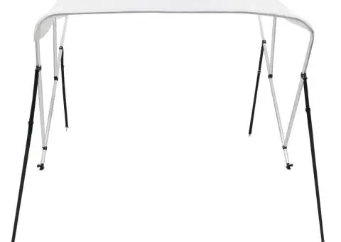 Parasolar barcă Bimini cu 3 arcuri, alb, 183x196x137 cm - 3/5