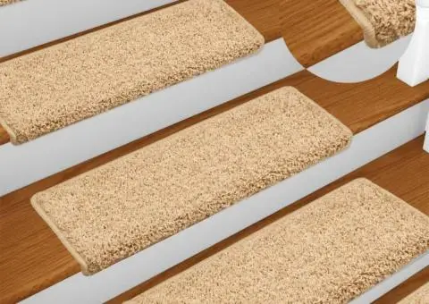 Covorașe de trepte de scară, 15 buc., maro, 65x21x4 cm - 1/5