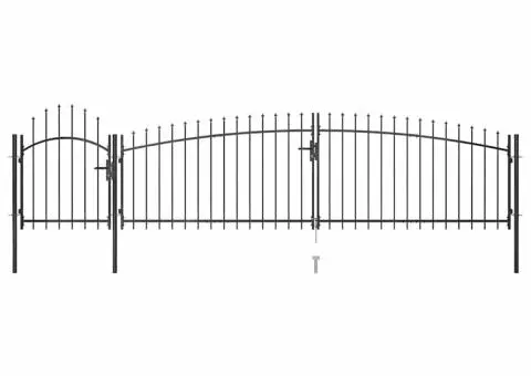 Poartă gard pentru grădină cu vârf suliță, negru 5 x 1,5 m - 2/5