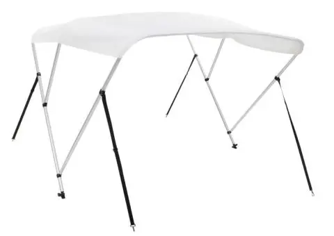 Parasolar barcă Bimini cu 3 arcuri, alb, 183x160x137 cm - 4/5