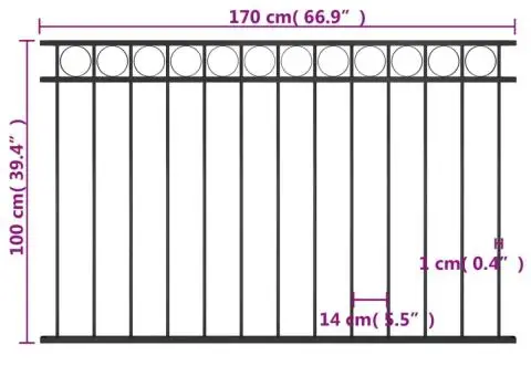 Panou de gard, negru, 1,7 x 1 m, oțel - 4/4