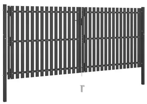 Poartă de gard grădină, antracit, 4 x 2 m, oțel - 2/5