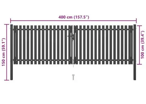 Poartă de gard grădină, antracit, 4 x 1,5 m, oțel - 5/5