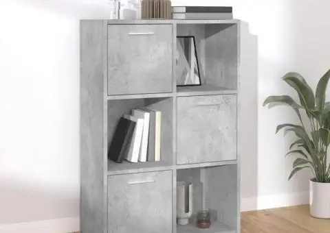 Dulap de depozitare, gri beton, 60x29,5x90 cm, lemn prelucrat - 1/5