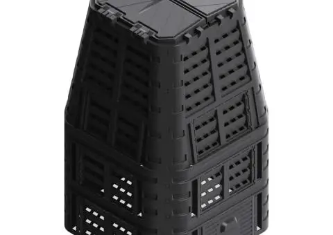 Compostor de grădină, negru, 93,3x93,3x146 cm, 1000 L - 2/5
