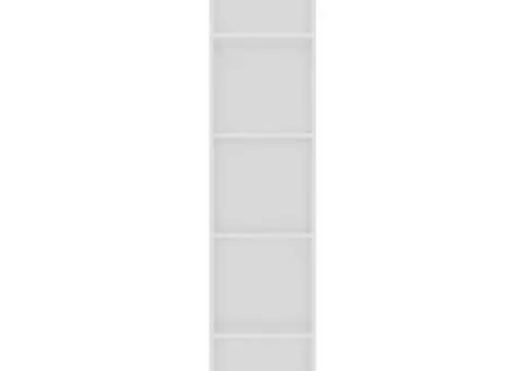 Bibliotecă, alb, 40x30x189 cm, lemn prelucrat - 4/5